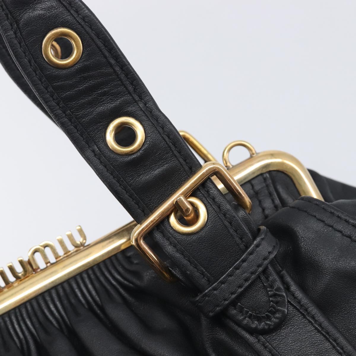 Miu Miu Hand Bag Leather Black Gold Auth 209332V