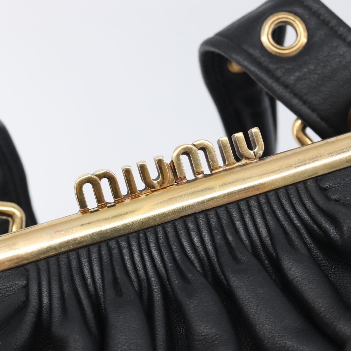 Miu Miu Hand Bag Leather Black Gold Auth 209332V