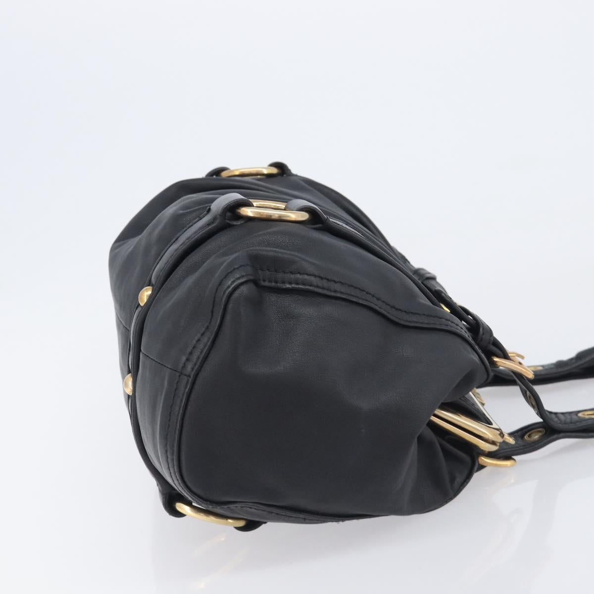Miu Miu Hand Bag Leather Black Gold Auth 209332V