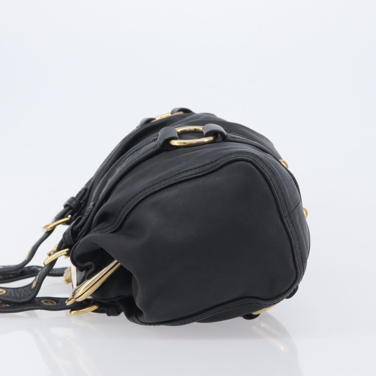 Miu Miu Hand Bag Leather Black Gold Auth 209332V