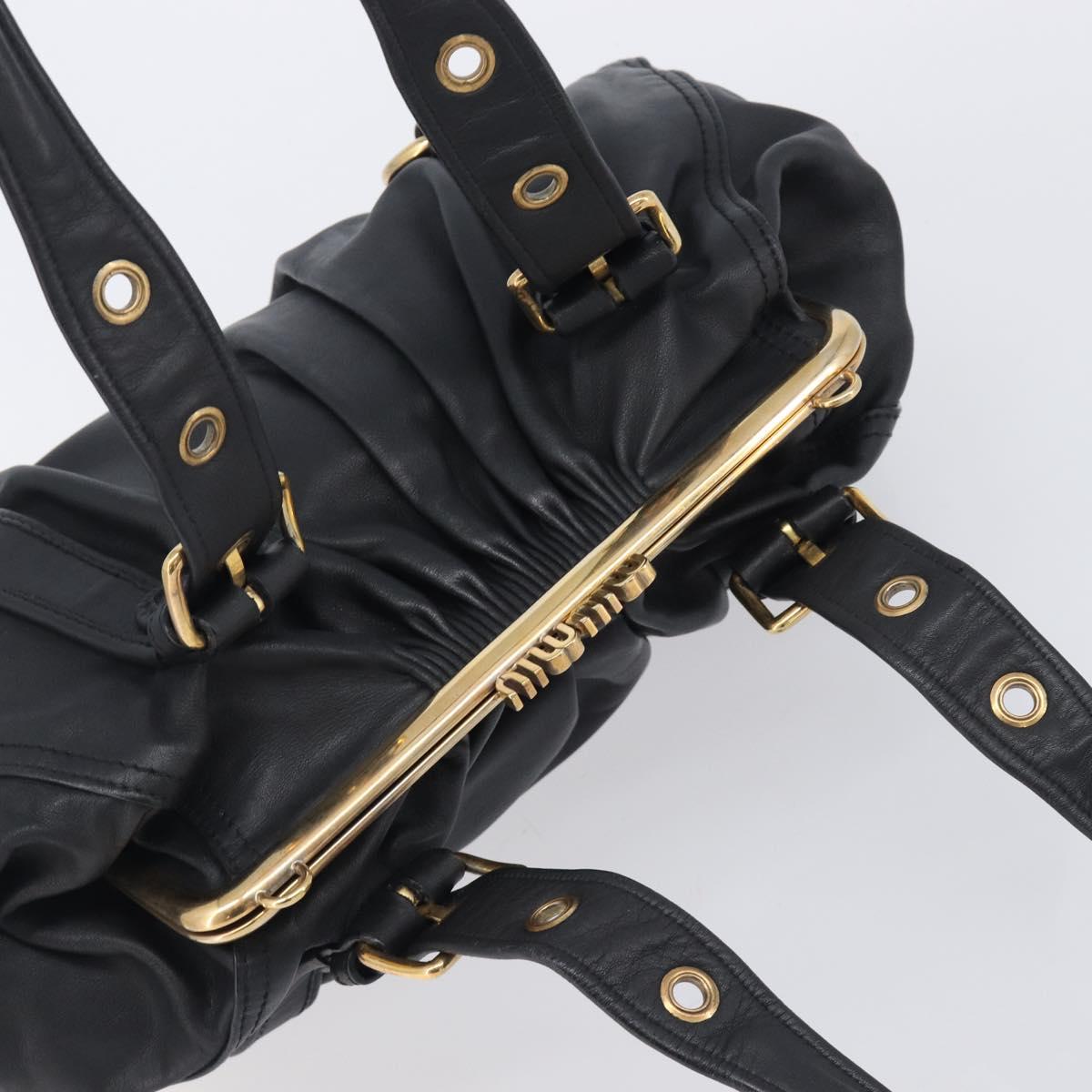 Miu Miu Hand Bag Leather Black Gold Auth 209332V