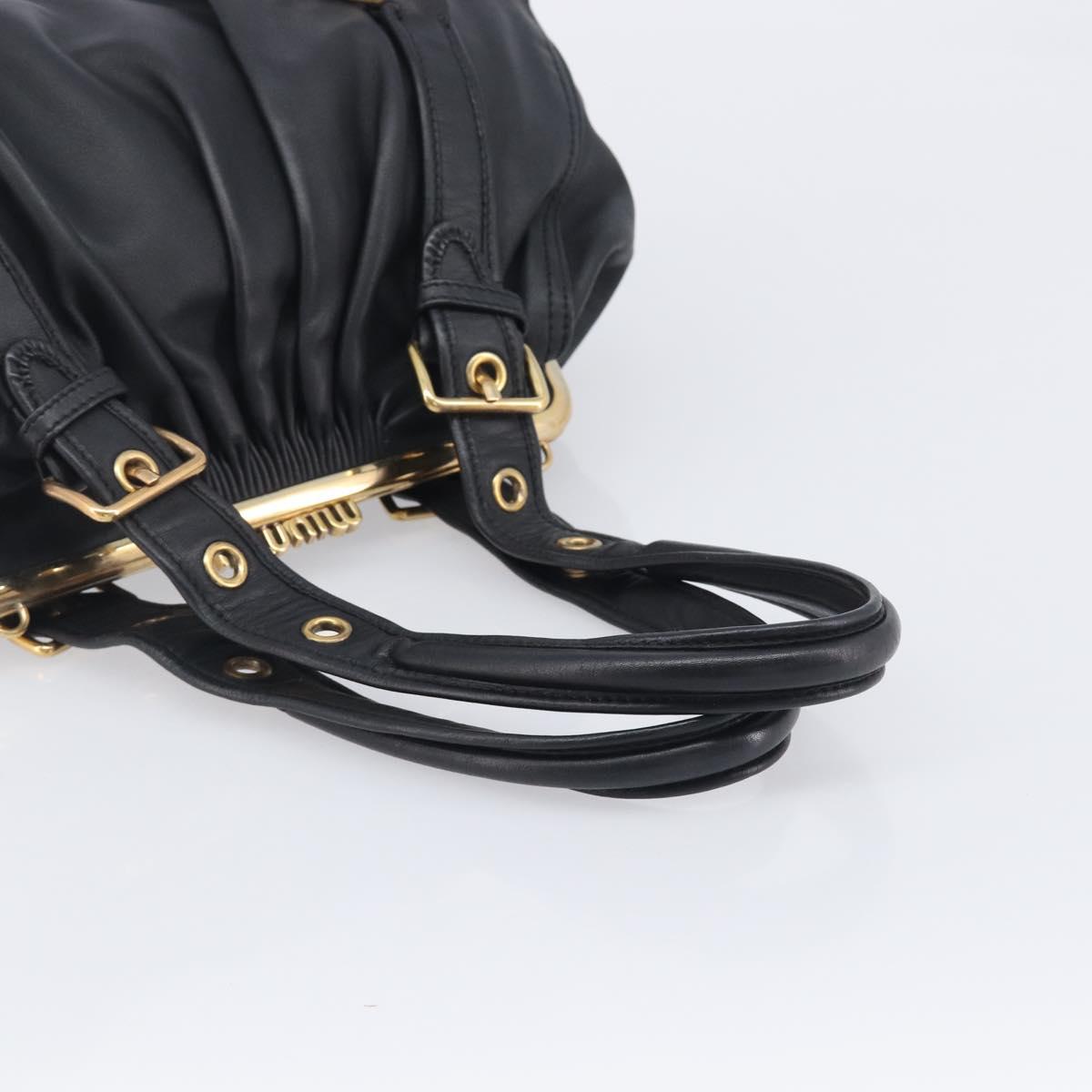 Miu Miu Hand Bag Leather Black Gold Auth 209332V