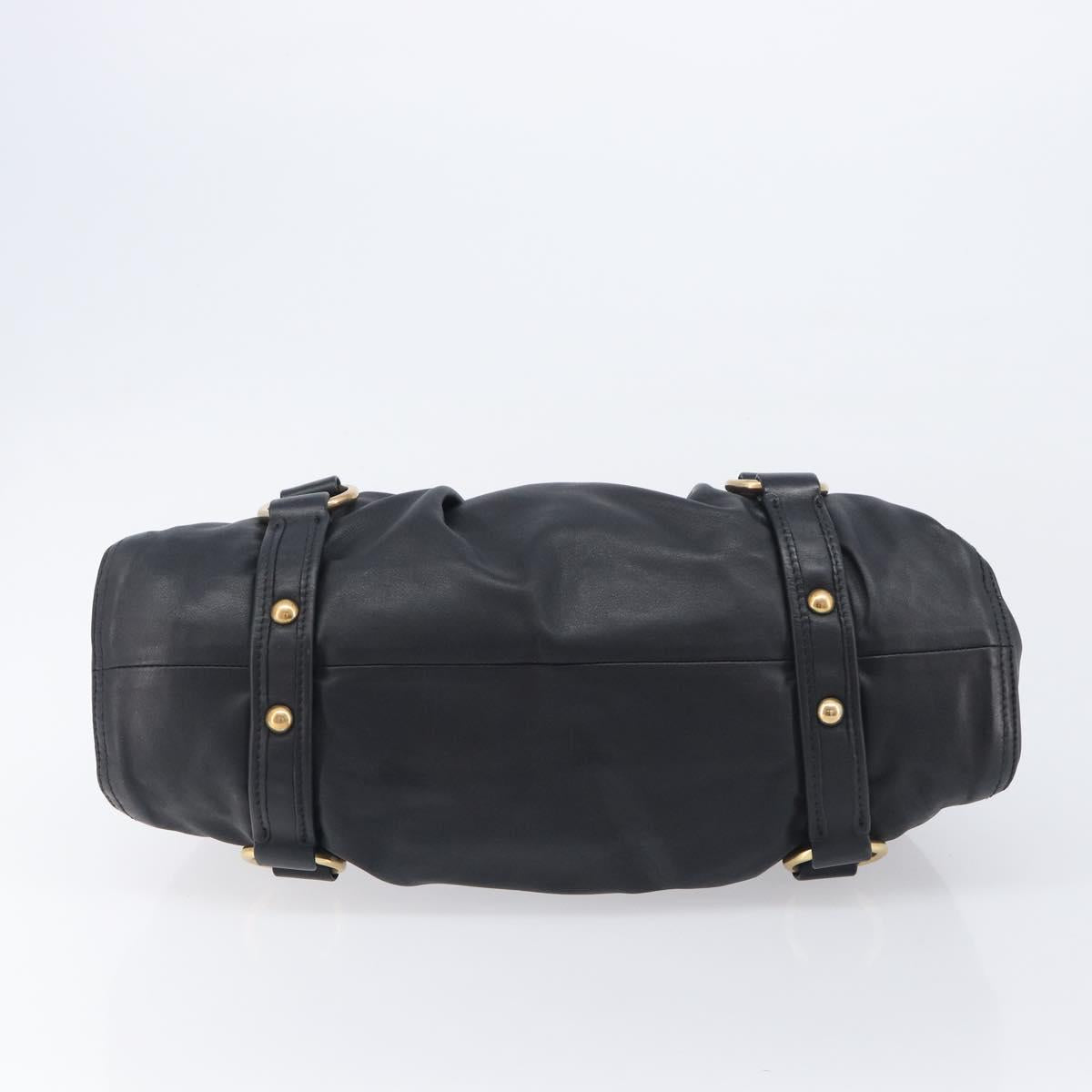 Miu Miu Hand Bag Leather Black Gold Auth 209332V