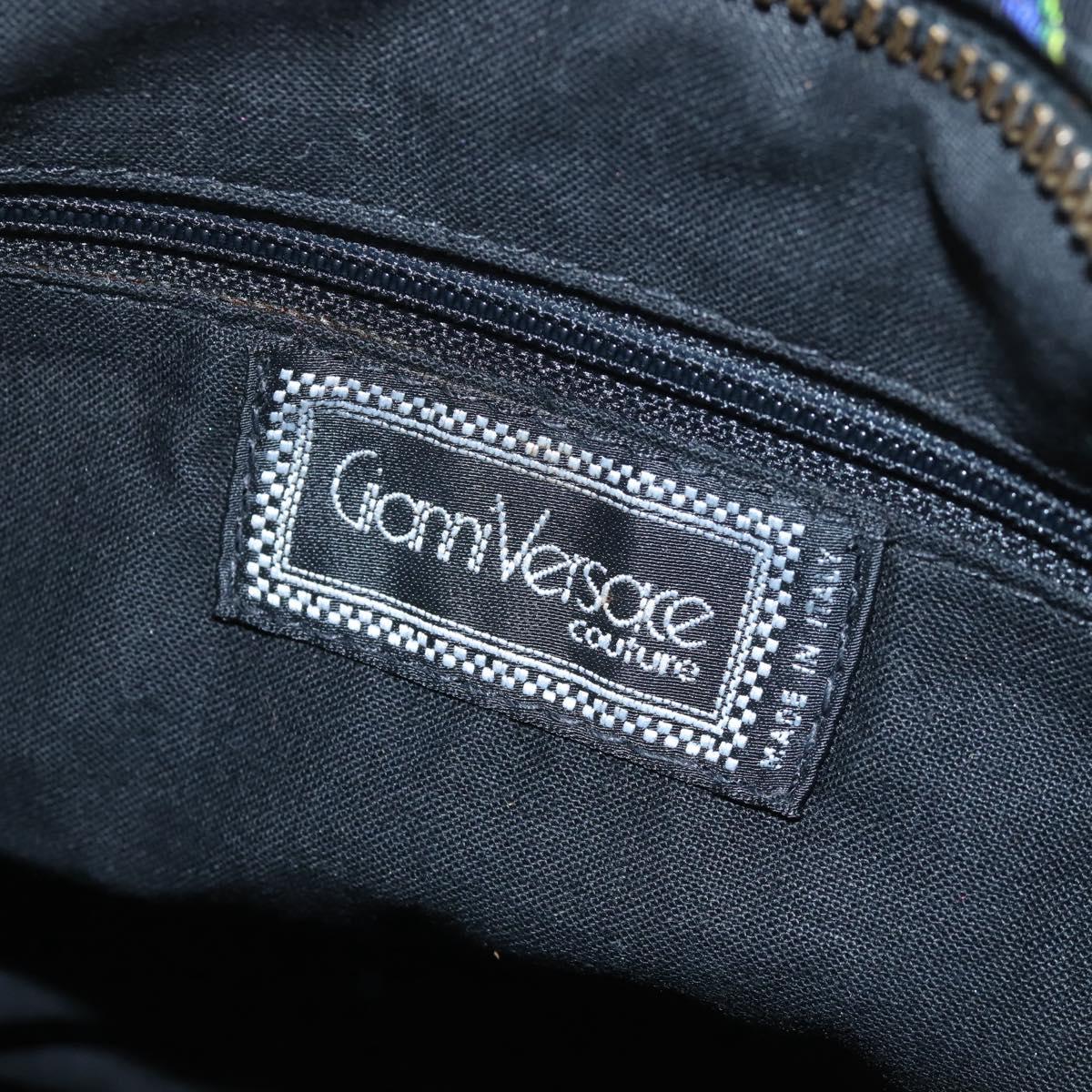 VERSACE Hand Bag Canvas Multicolor Gold Auth 209339V