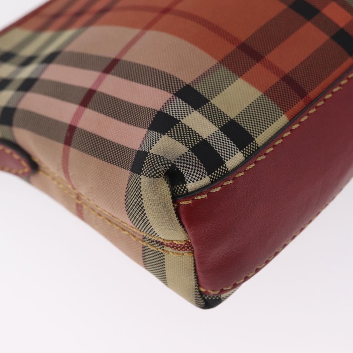 BURBERRY Nova Check Chain Shoulder Bag Canvas Red Gold Auth 209340A