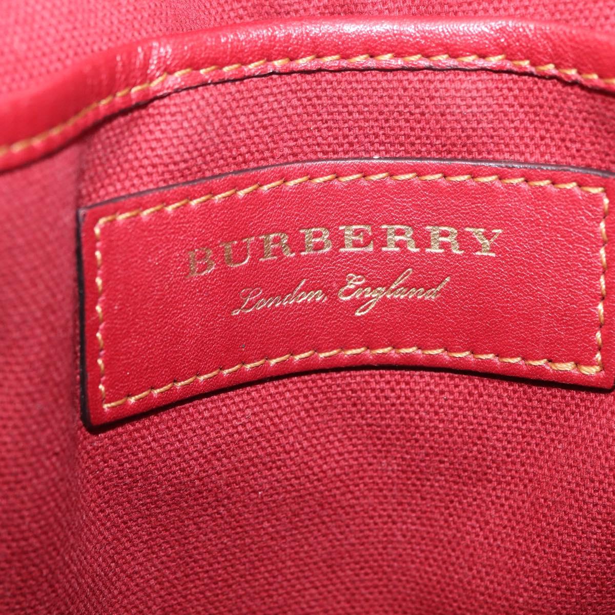 BURBERRY Nova Check Chain Shoulder Bag Canvas Red Gold Auth 209340A