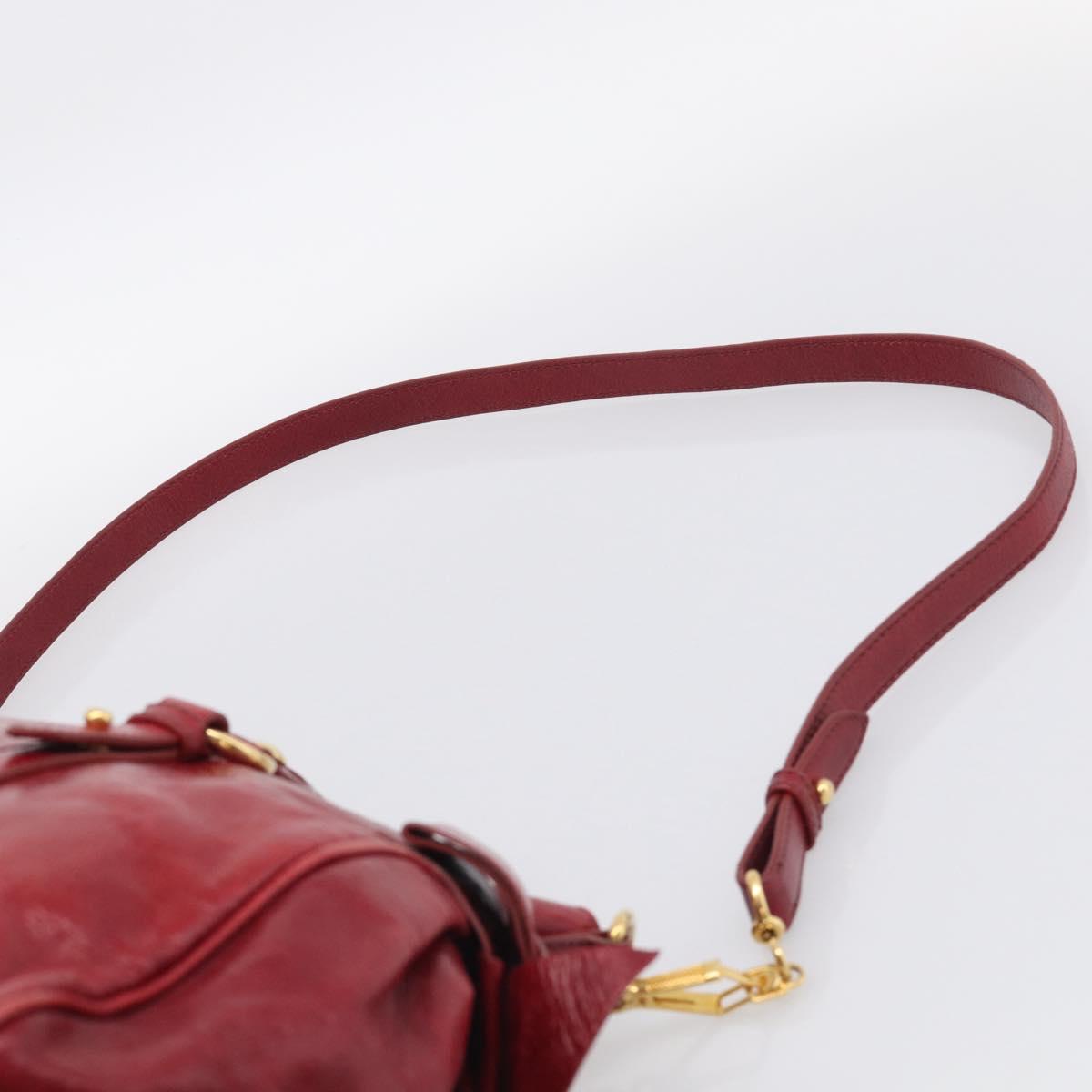 Miu Miu Hand Bag Vitellolux 2way Red Gold Auth 209342M