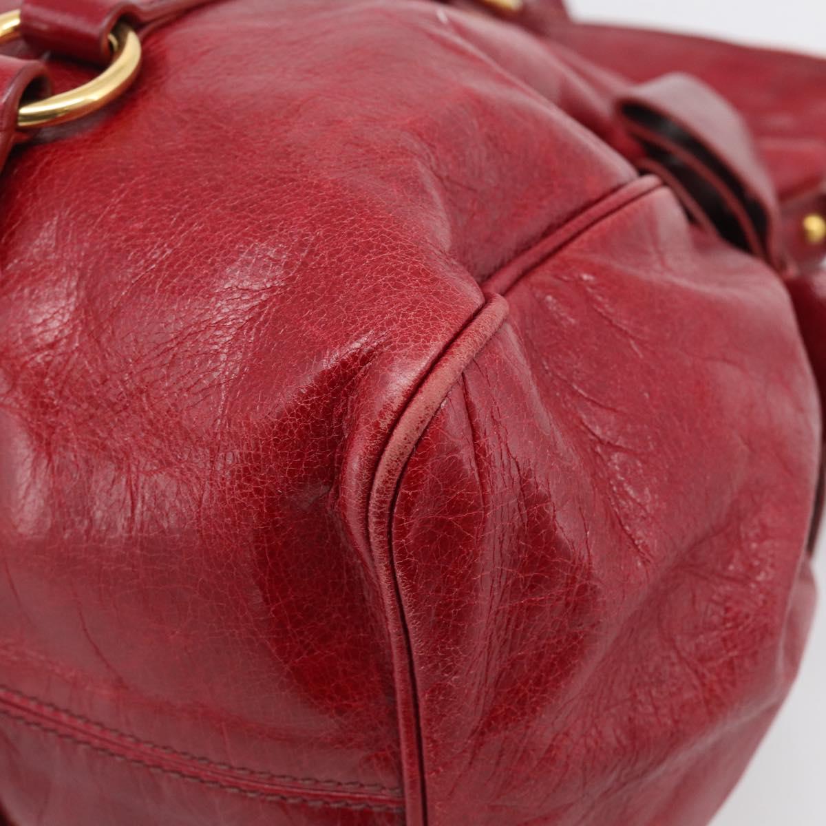 Miu Miu Hand Bag Vitellolux 2way Red Gold Auth 209342M