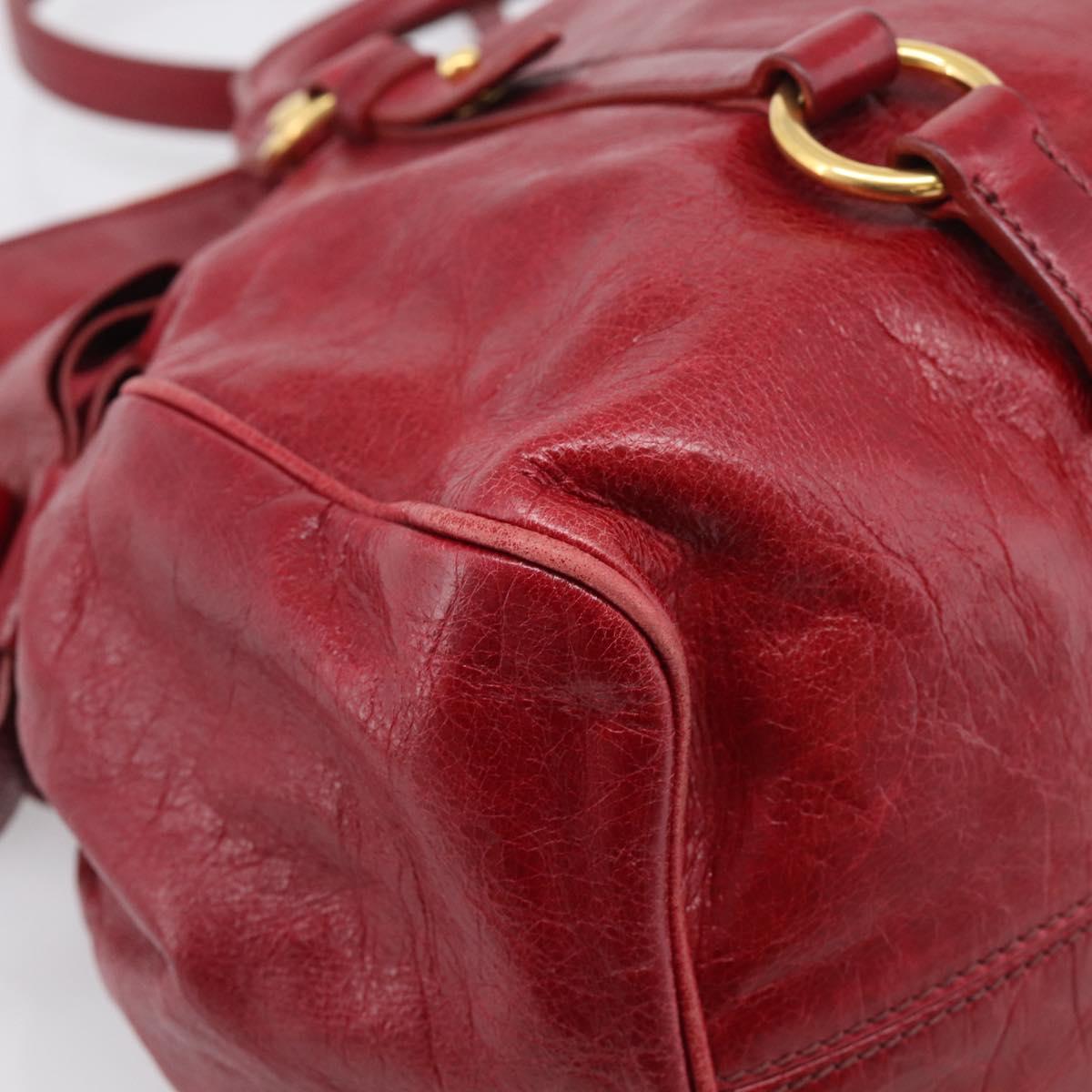 Miu Miu Hand Bag Vitellolux 2way Red Gold Auth 209342M