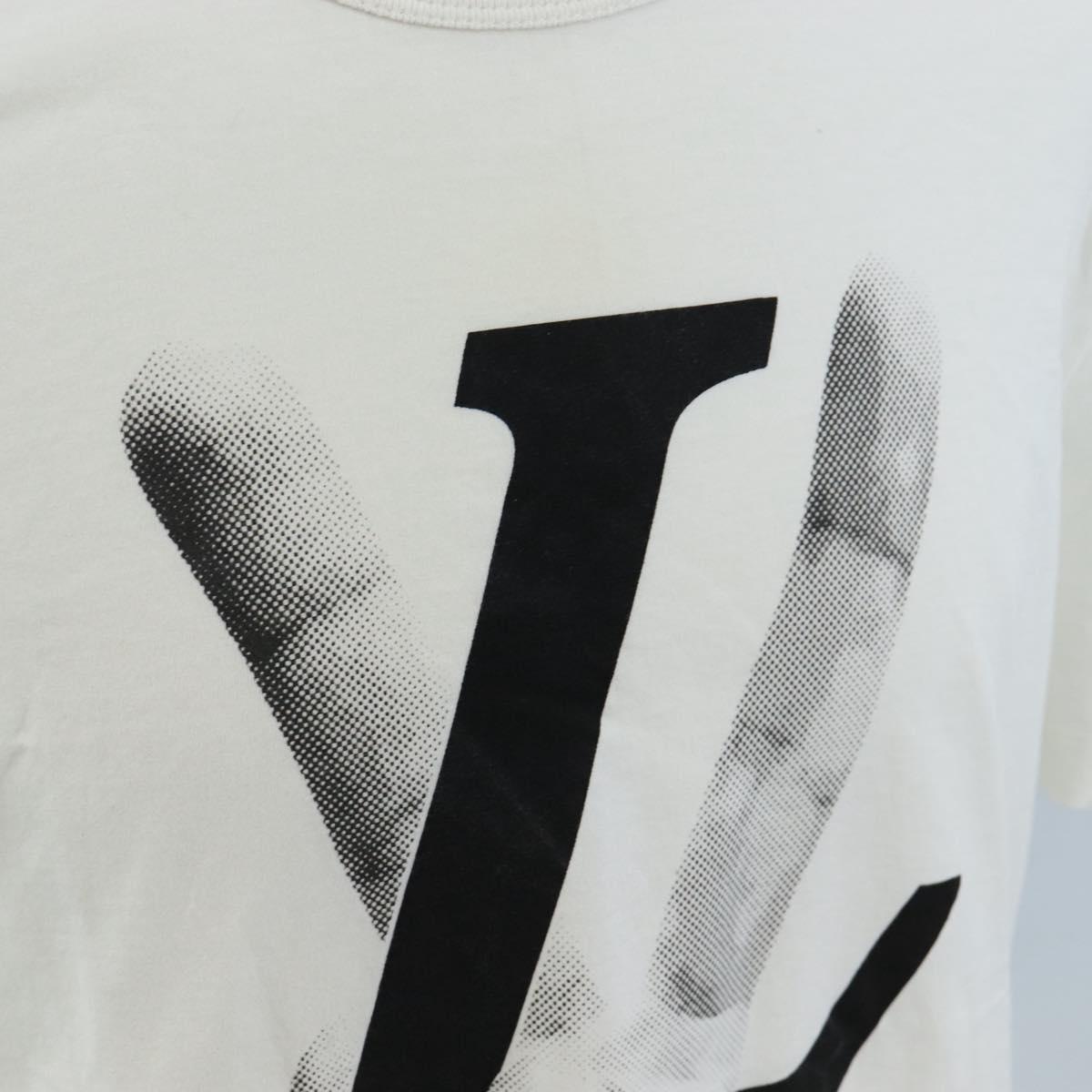 LOUIS VUITTON Short-Sleeved T-Shirt cotton M White LV Auth 209348
