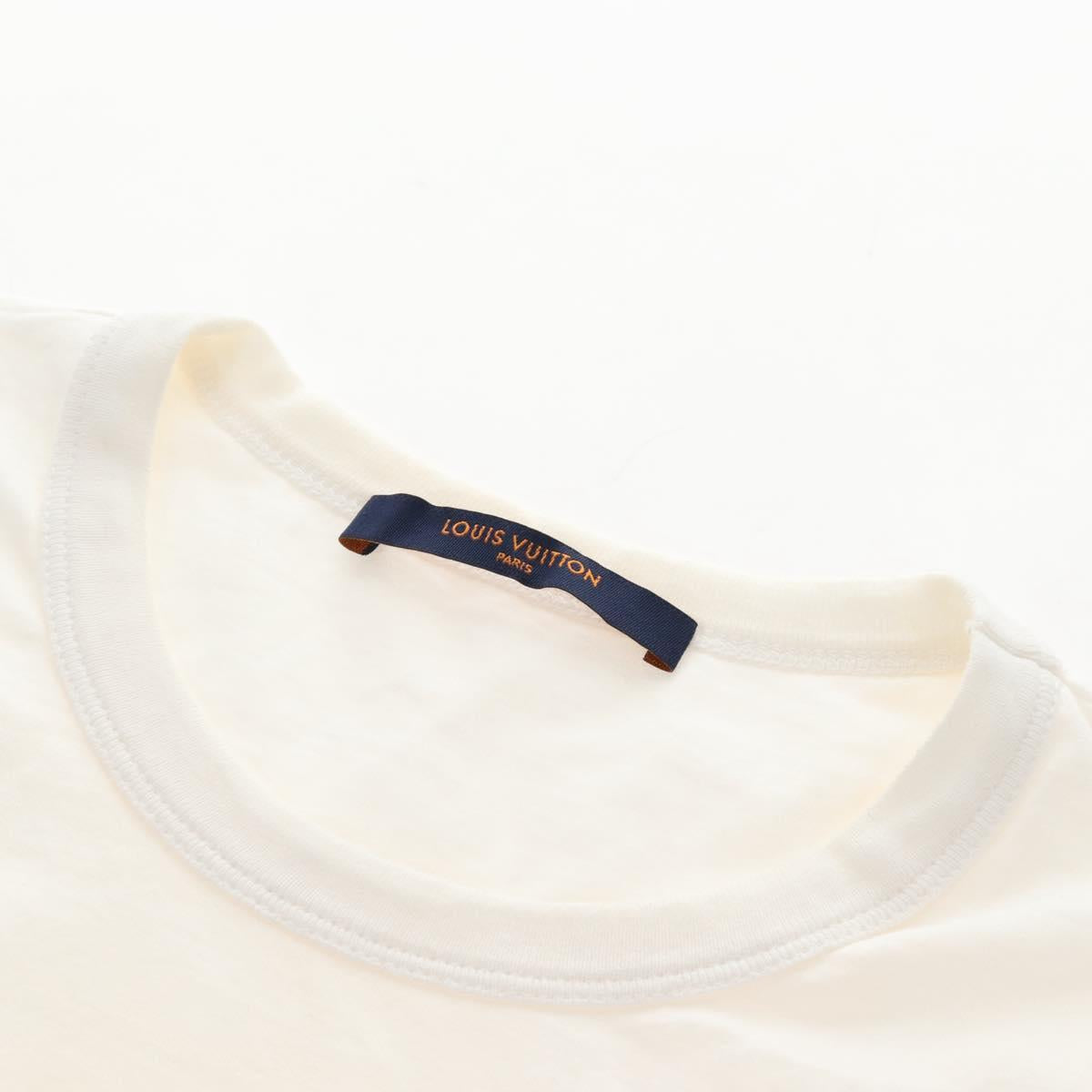 LOUIS VUITTON Short-Sleeved T-Shirt cotton M White LV Auth 209348