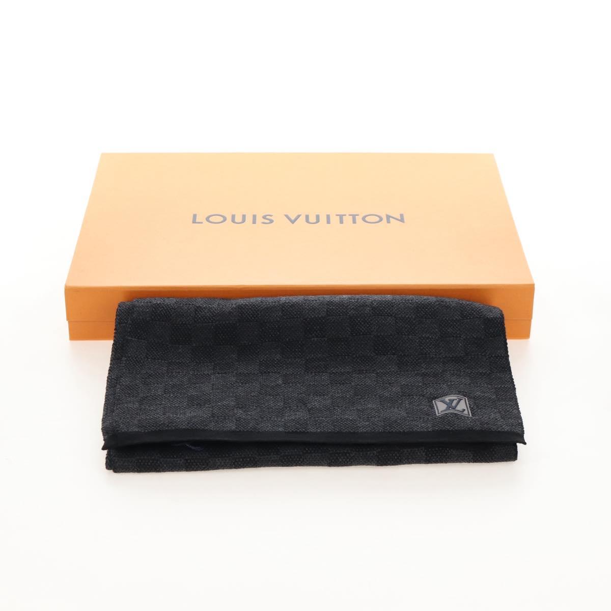 LOUIS VUITTON Eschar Petit Scarf Wool Black LV Auth 209349M