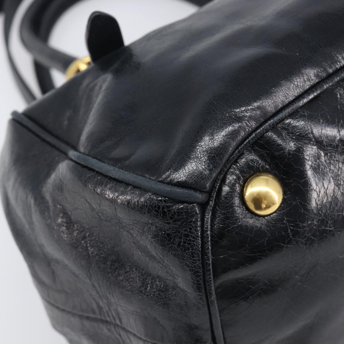 Miu Miu Hand Bag Leather 2way Black Gold Tone Auth 209363V