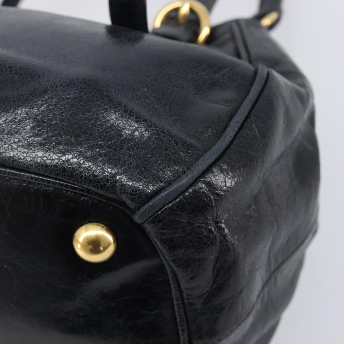 Miu Miu Hand Bag Leather 2way Black Gold Tone Auth 209363V