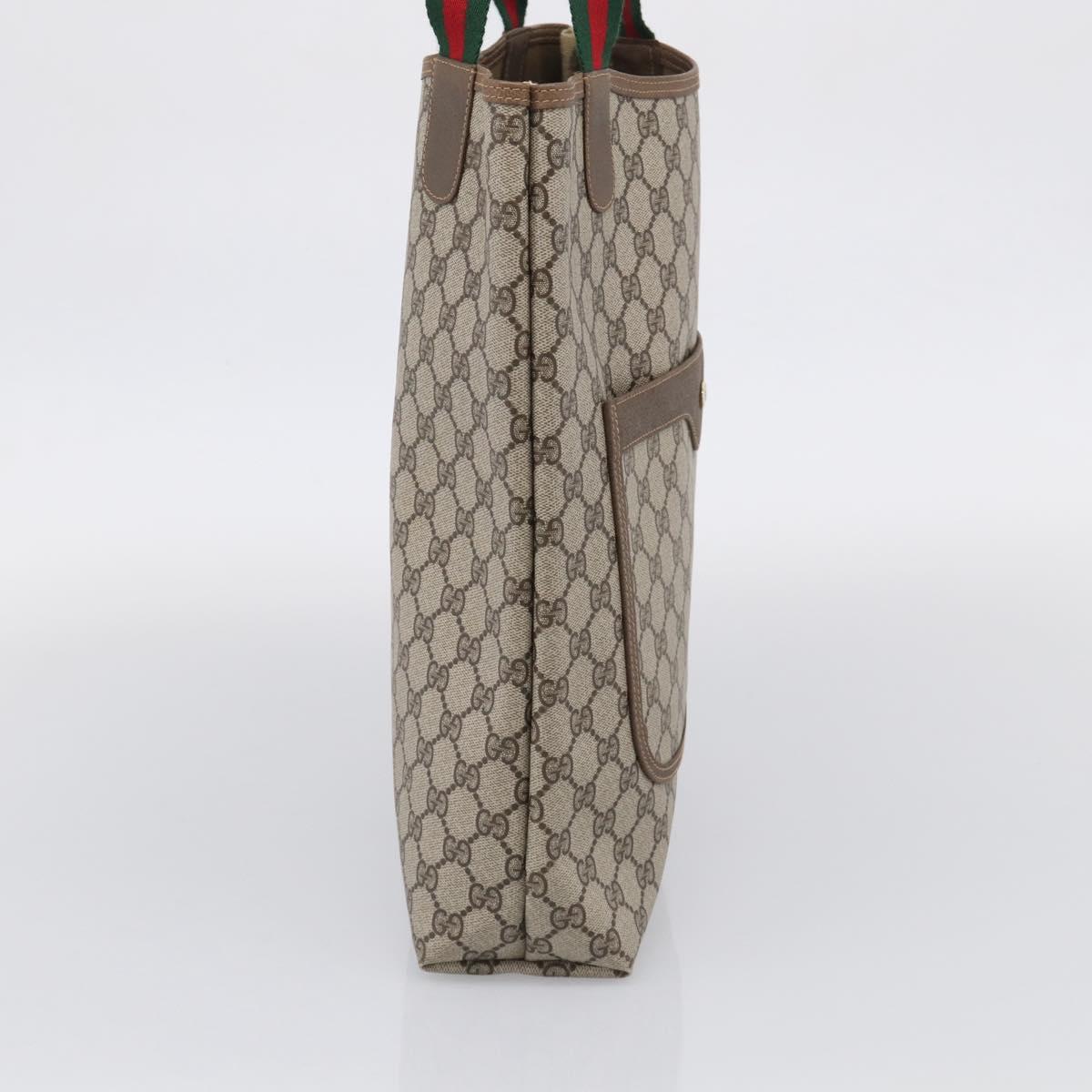 GUCCI GG Supreme Web Sherry Line Tote Bag PVC Beige 39 02 003 Auth 209366A