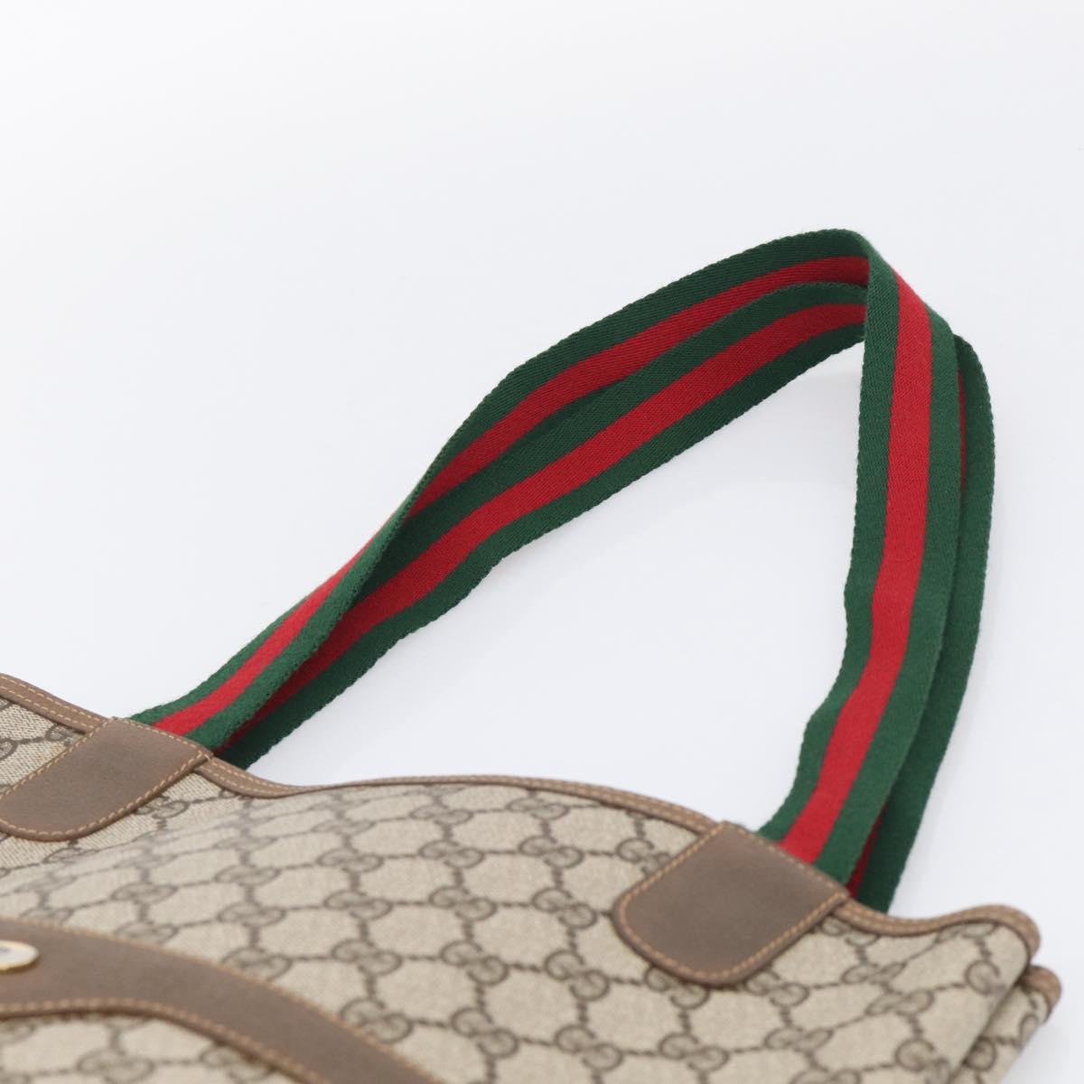 GUCCI GG Supreme Web Sherry Line Tote Bag PVC Beige 39 02 003 Auth 209366A