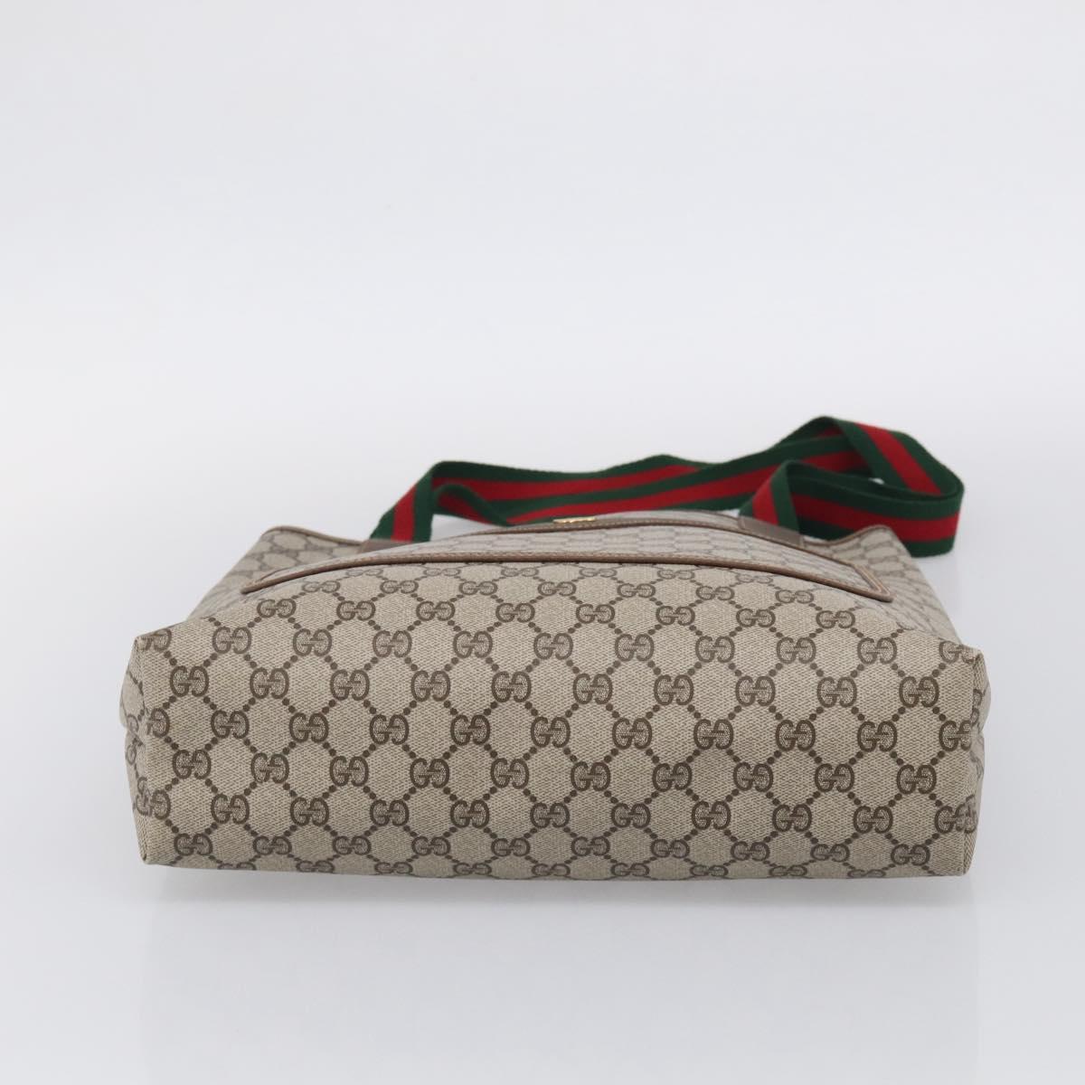 GUCCI GG Supreme Web Sherry Line Tote Bag PVC Beige 39 02 003 Auth 209366A