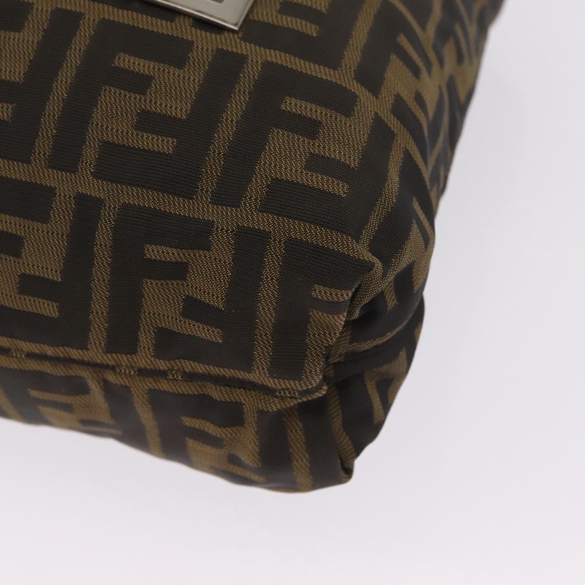 FENDI Zucca Canvas Tote Bag Brown Silver Auth 209368