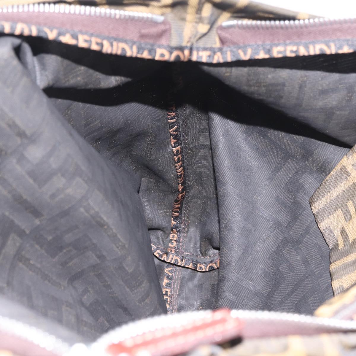 FENDI Zucca Canvas Tote Bag Brown Silver Auth 209368