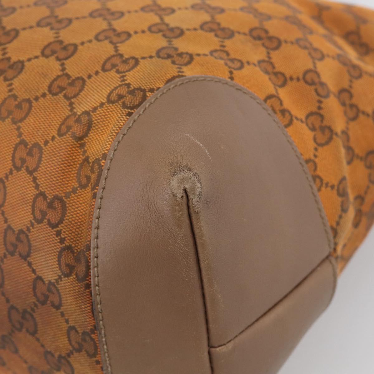 GUCCI GG Canvas Tote Bag Orange Gold Tone 308928 Auth 209372