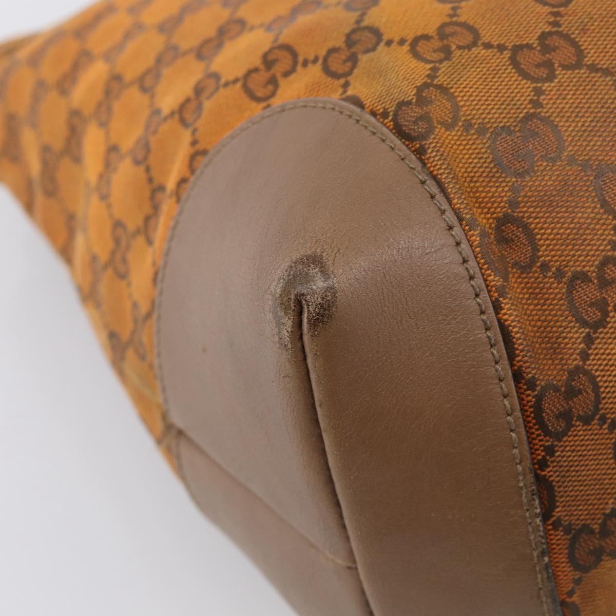 GUCCI GG Canvas Tote Bag Orange Gold Tone 308928 Auth 209372