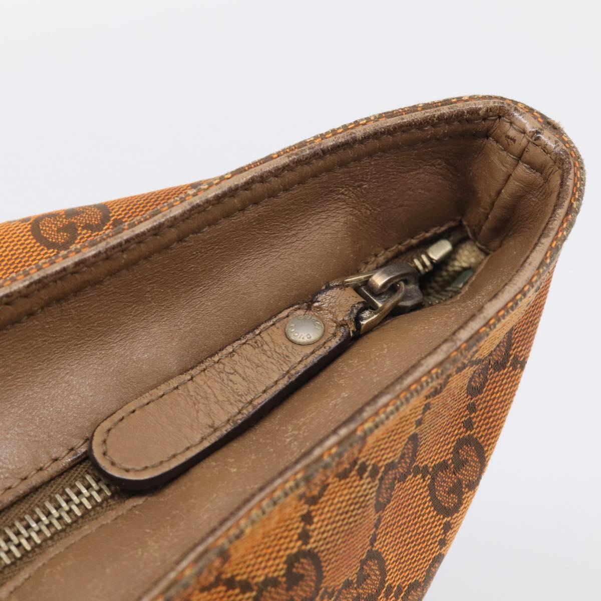 GUCCI GG Canvas Tote Bag Orange Gold Tone 308928 Auth 209372