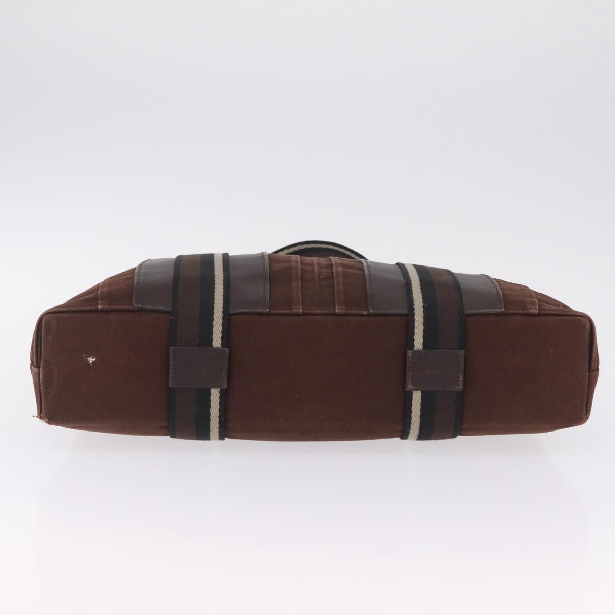 HERMES Trocha Horizontal Tote Bag Canvas Brown Silver Auth 209374