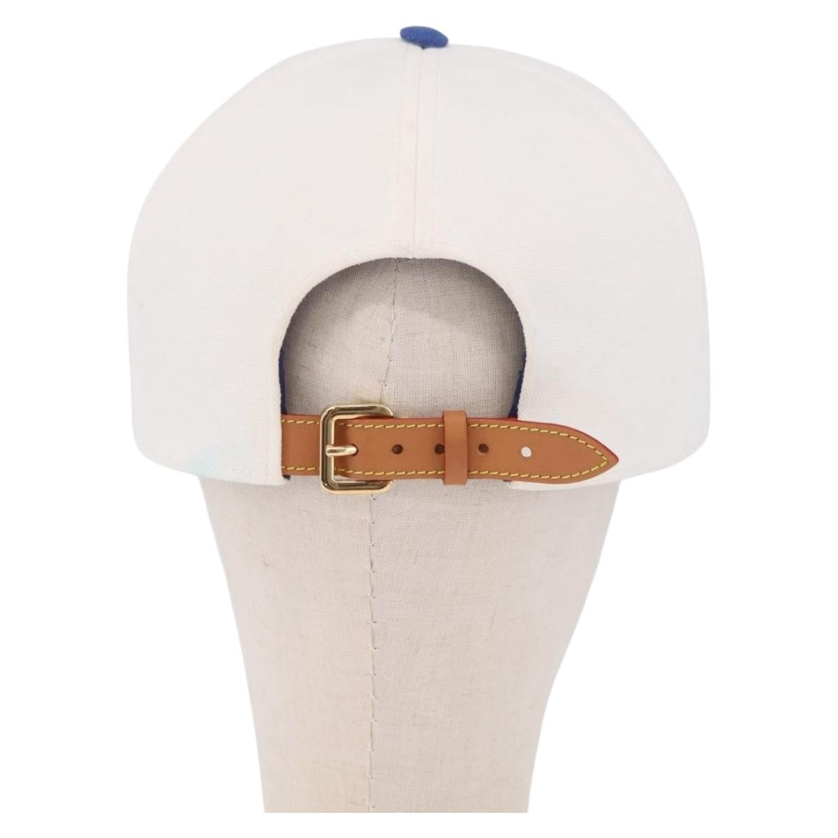LOUIS VUITTON Baseball Cap Cotton White Blue M8160M LV Auth 209375M