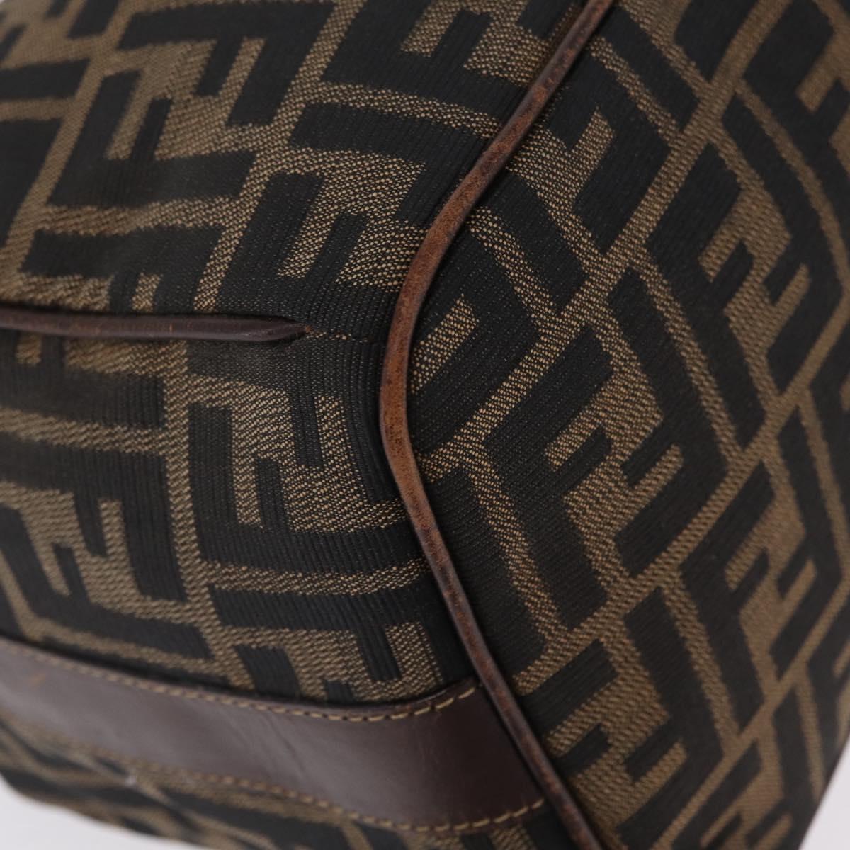 FENDI Zucca Canvas Vanity Hand Bag Brown Gold Tone Auth 209377