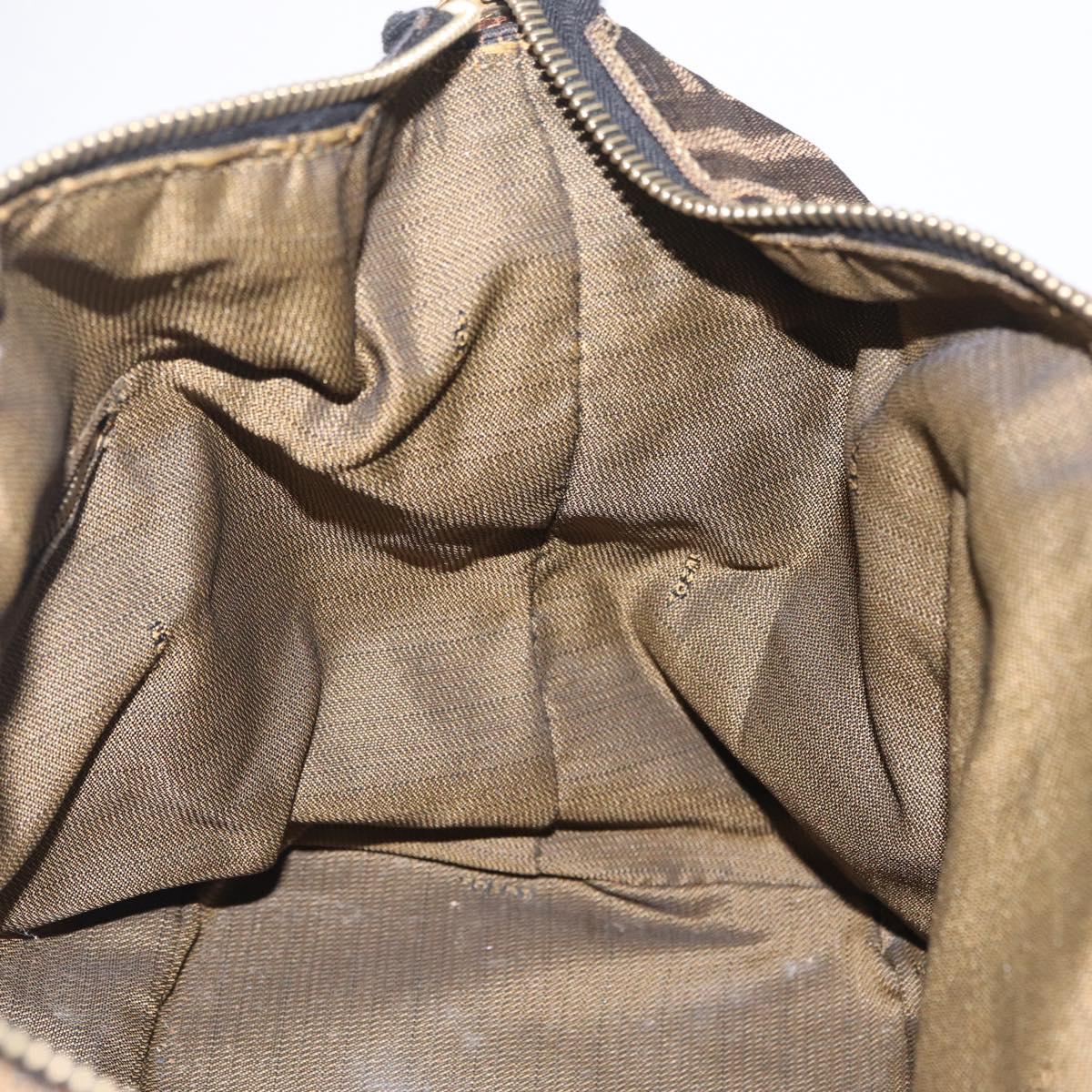 FENDI Zucca Canvas Vanity Hand Bag Brown Gold Tone Auth 209377