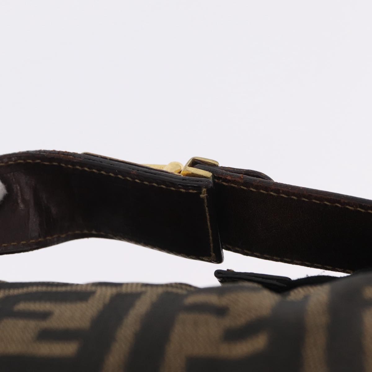 FENDI Zucca Canvas Vanity Hand Bag Brown Gold Tone Auth 209377