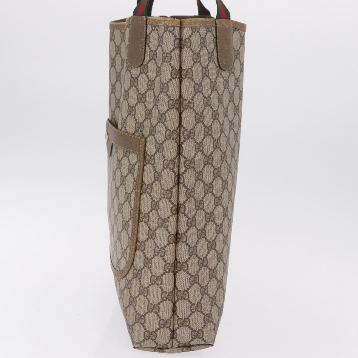 GUCCI GG Supreme Web Sherry Line Tote Bag PVC Beige 39 02 003 Auth 209387
