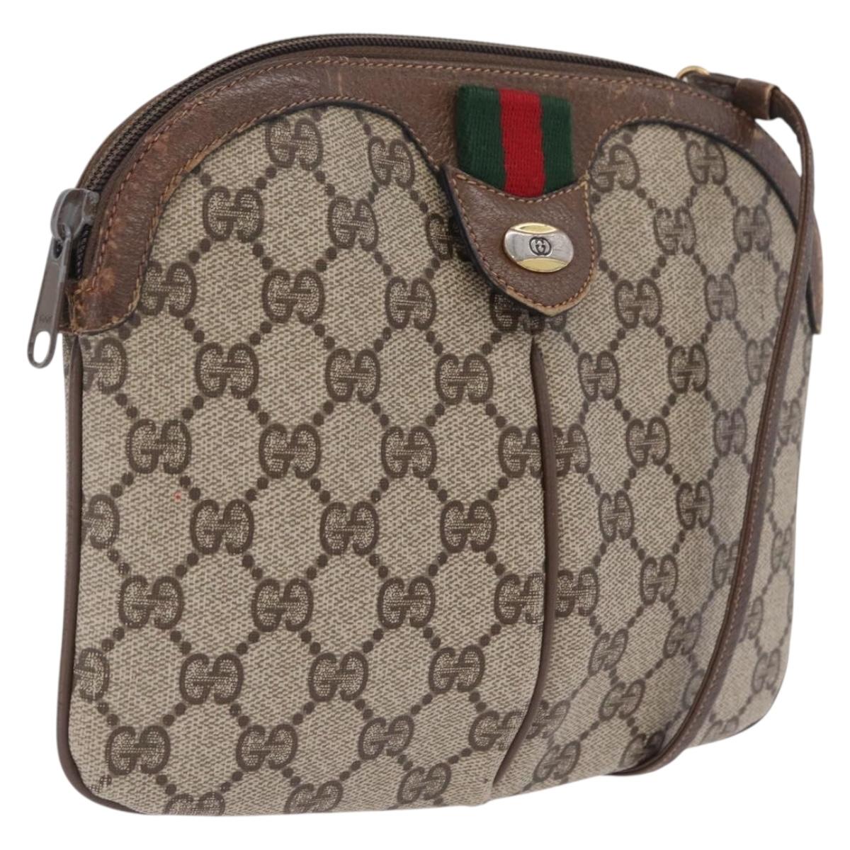 GUCCI GG Supreme Web Sherry Line Shoulder Bag PVC Beige 904 02 047 Auth 209388