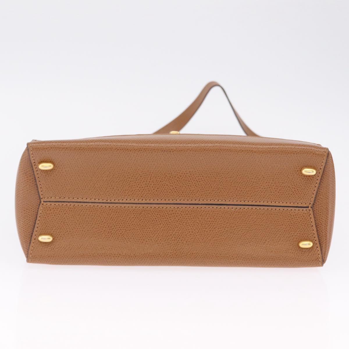 CELINE Hand Bag Leather 2way Brown Gold Auth 209392V