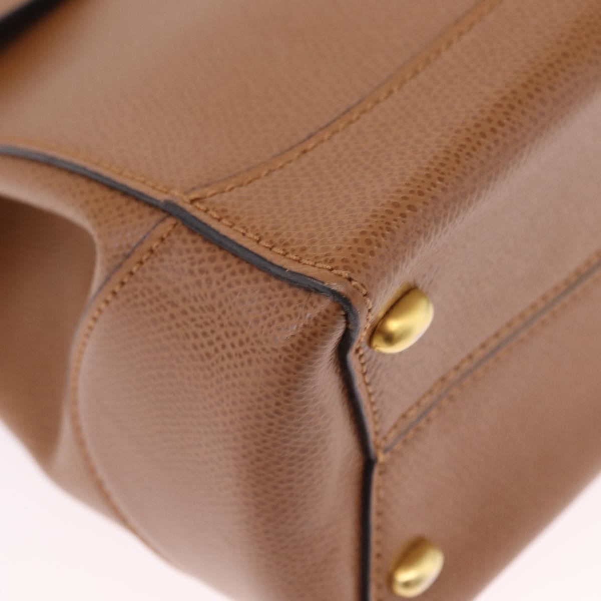 CELINE Hand Bag Leather 2way Brown Gold Auth 209392V