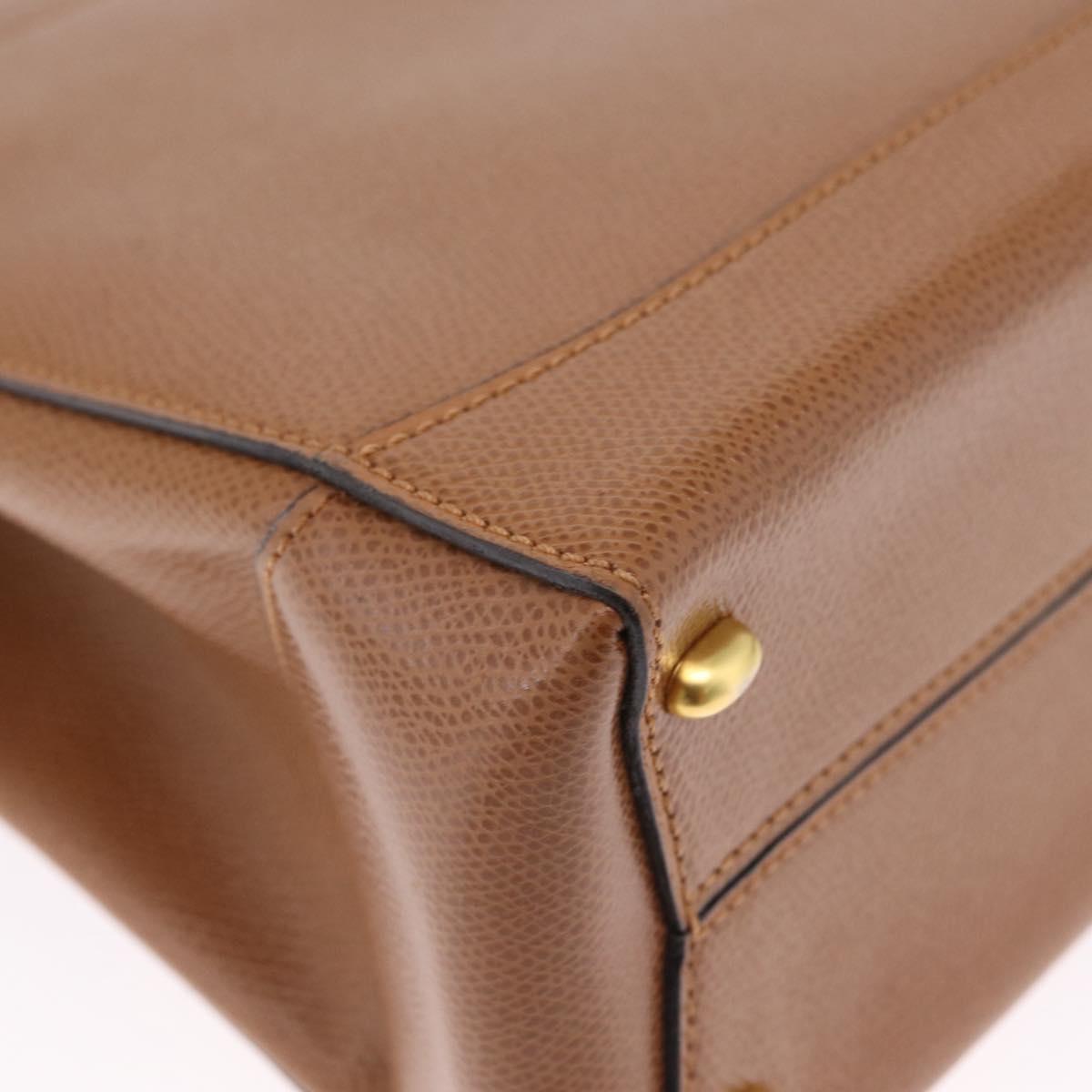 CELINE Hand Bag Leather 2way Brown Gold Auth 209392V
