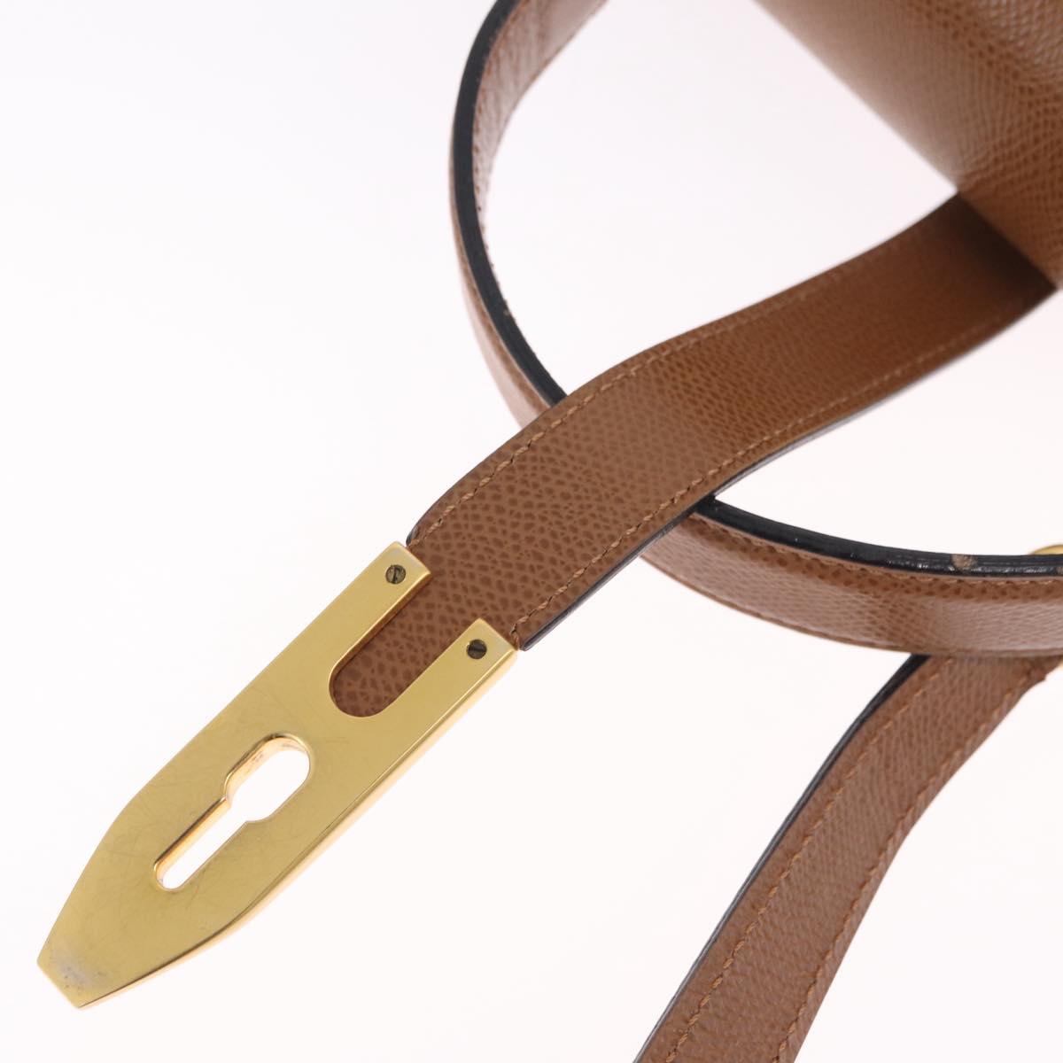 CELINE Hand Bag Leather 2way Brown Gold Auth 209392V