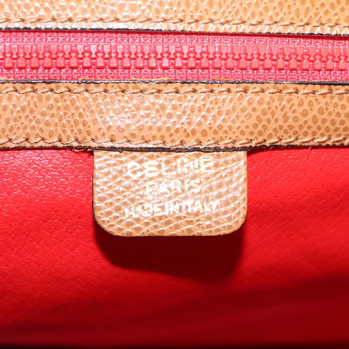 CELINE Hand Bag Leather 2way Brown Gold Auth 209392V
