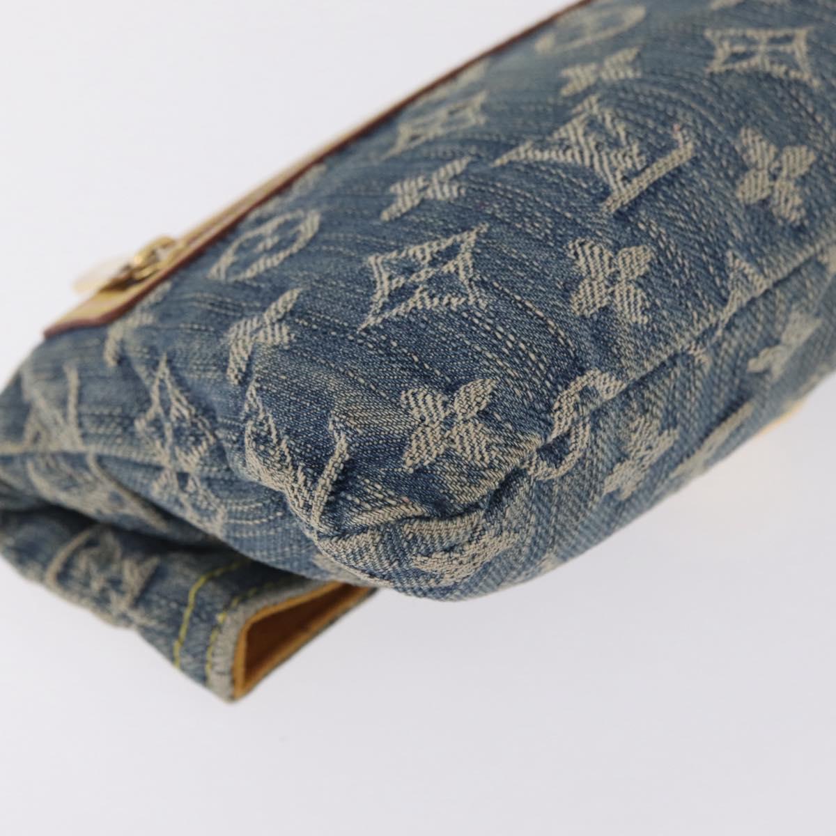 LOUIS VUITTON Monogram Denim Pochette Plat Clutch Bag Blue M95007 Auth 209396A