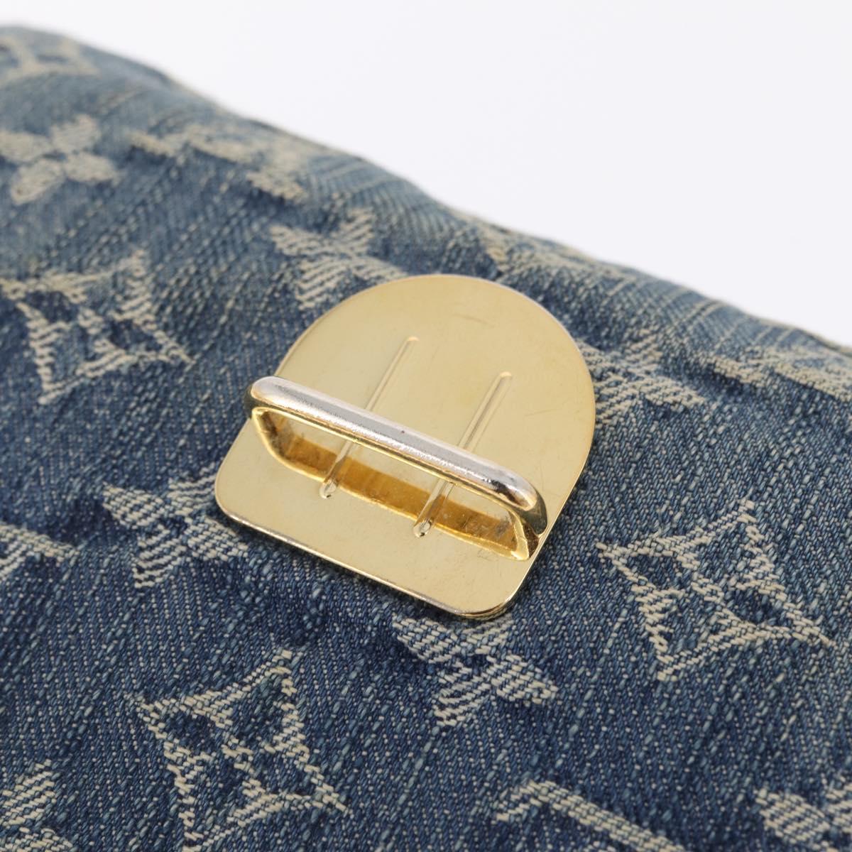 LOUIS VUITTON Monogram Denim Pochette Plat Clutch Bag Blue M95007 Auth 209396A