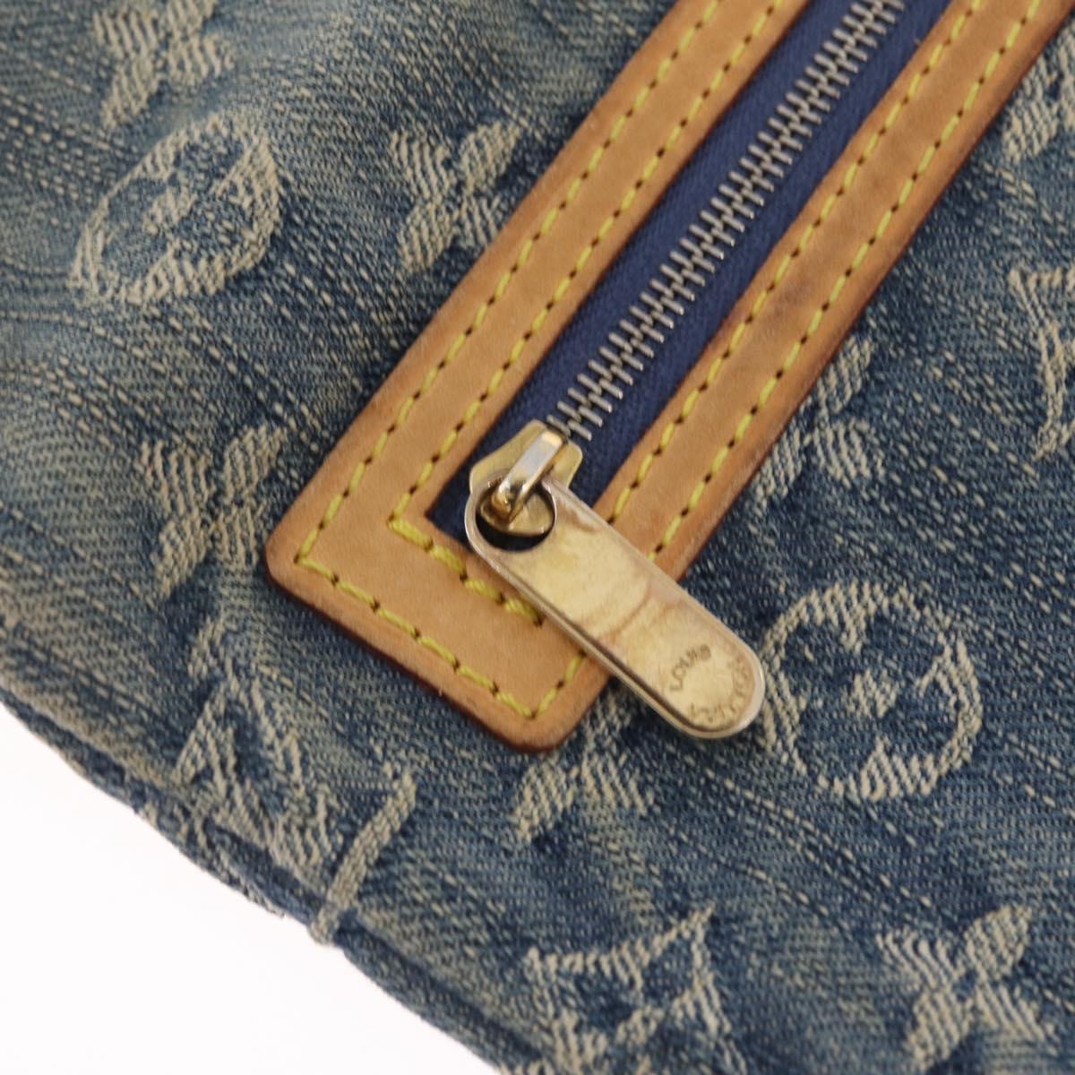 LOUIS VUITTON Monogram Denim Pochette Plat Clutch Bag Blue M95007 Auth 209396A