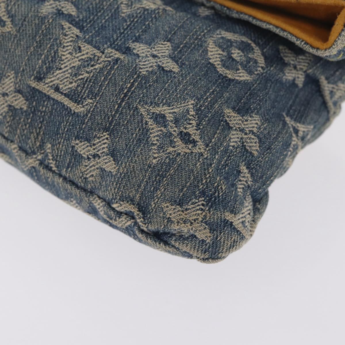 LOUIS VUITTON Monogram Denim Pochette Plat Clutch Bag Blue M95007 Auth 209396A