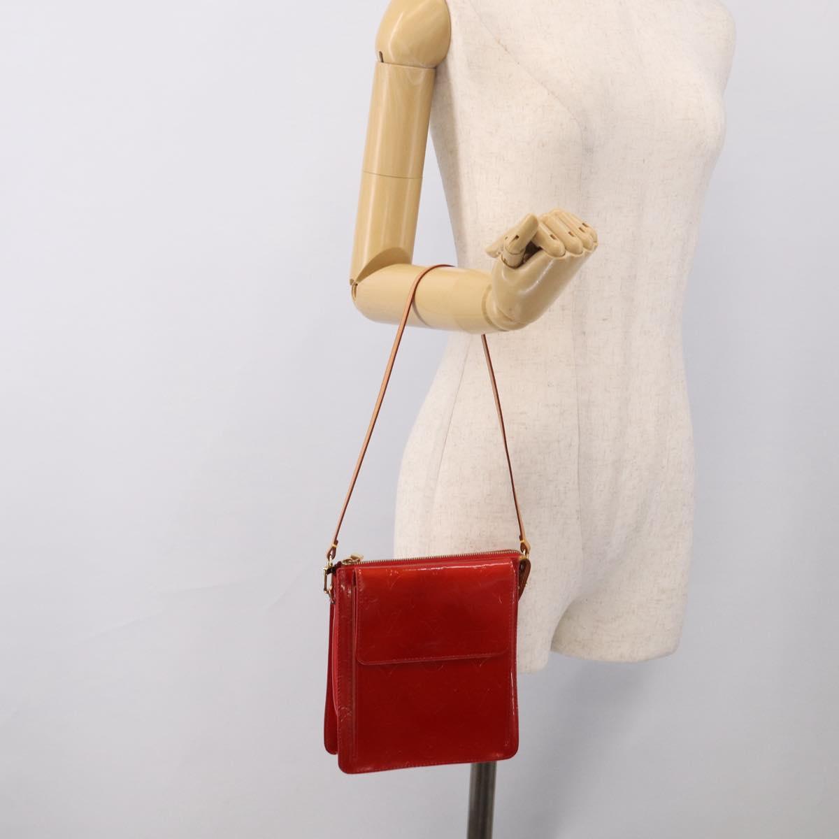 LOUIS VUITTON Monogram Vernis Motto Accessory Pouch Red M91137 LV Auth 209398V