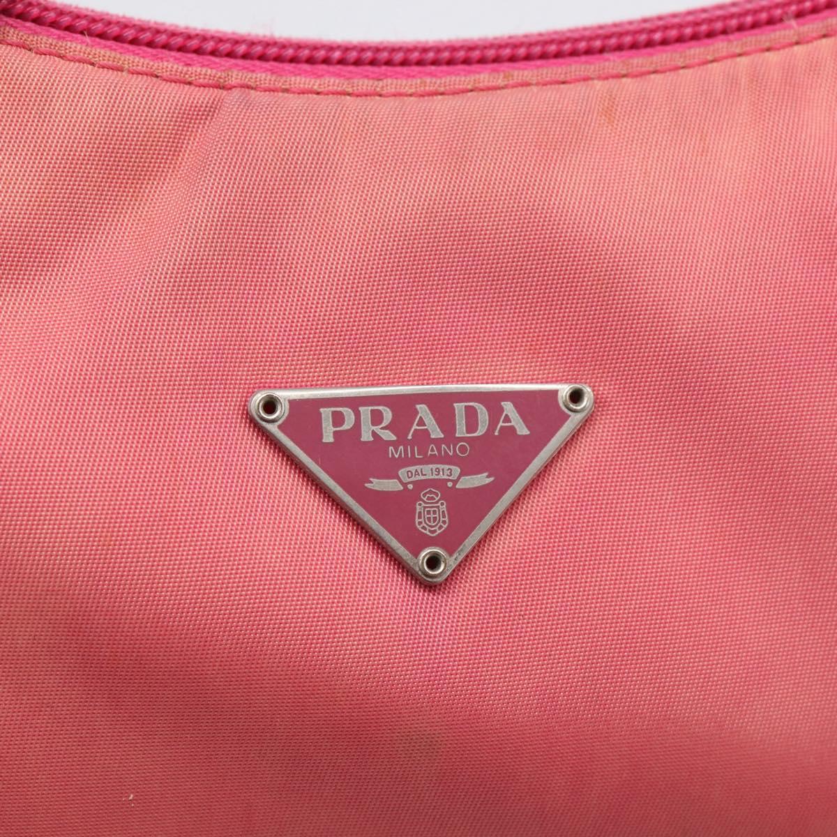 PRADA Hand Bag Nylon Pink Silver Auth 209399