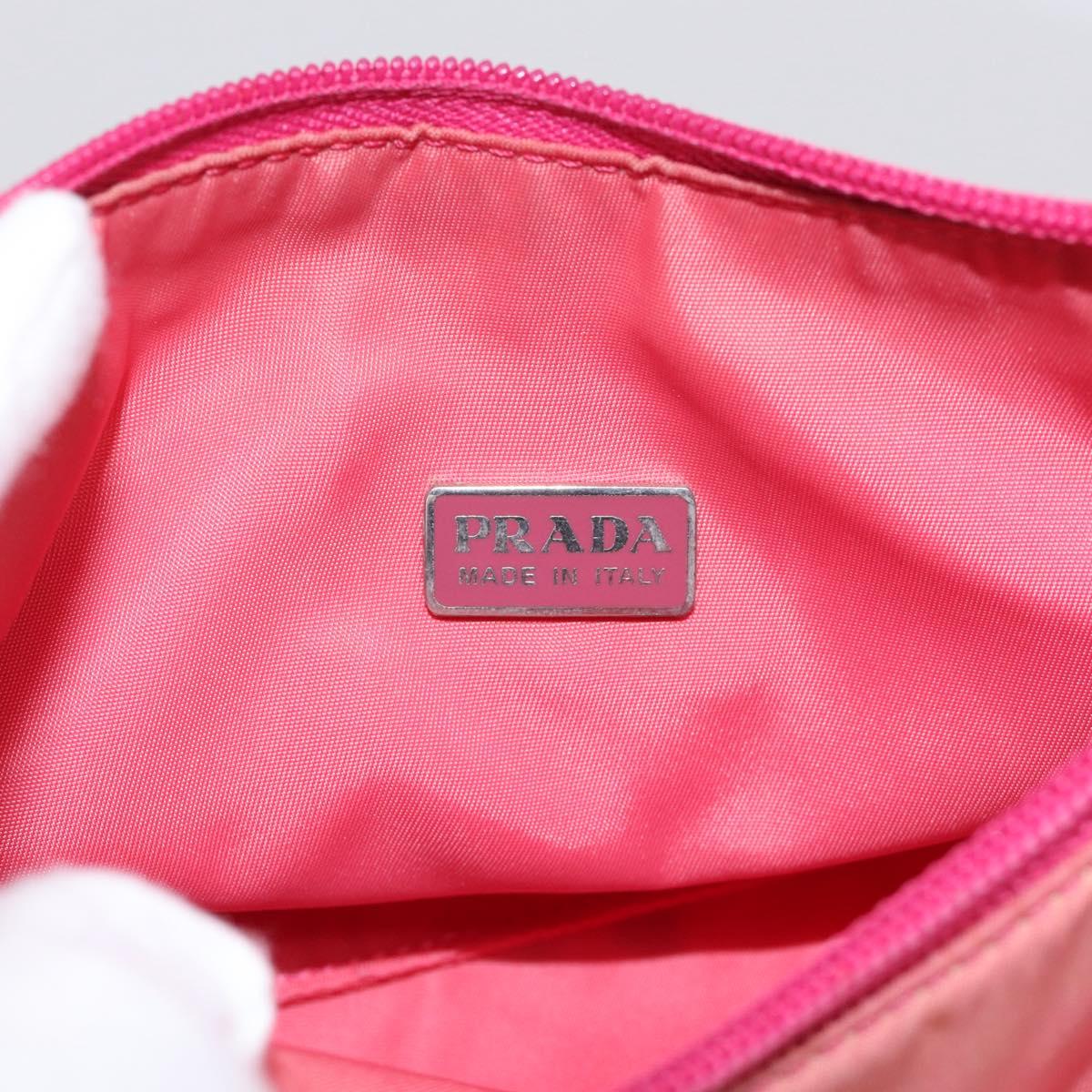 PRADA Hand Bag Nylon Pink Silver Auth 209399