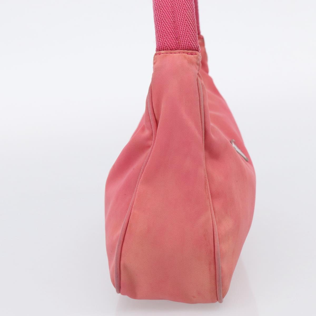 PRADA Hand Bag Nylon Pink Silver Auth 209399