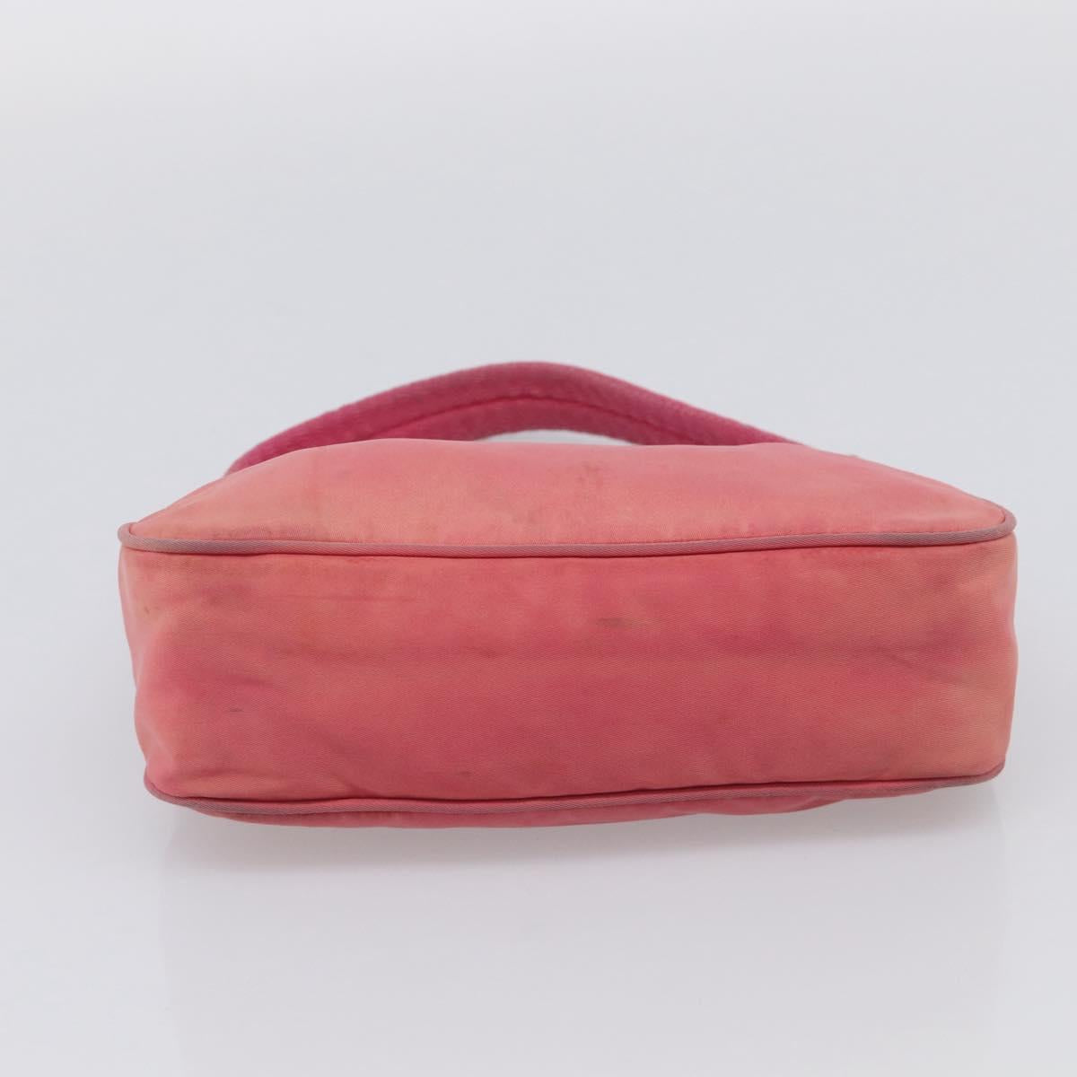 PRADA Hand Bag Nylon Pink Silver Auth 209399