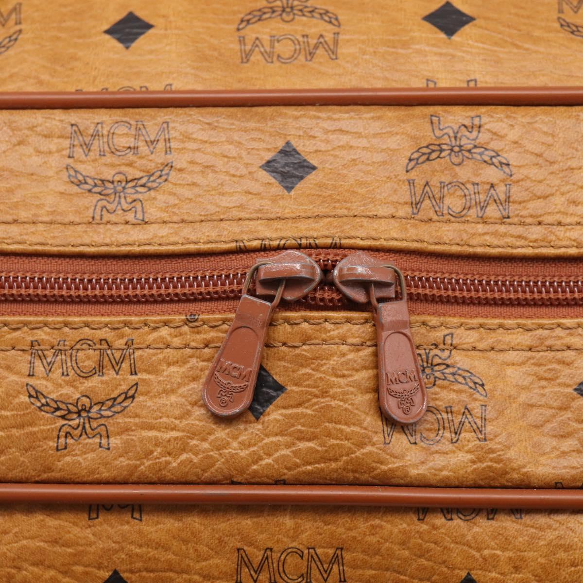 MCM Vicetos Boston Bag PVC Leather 2way Brown Gold Tone Auth 209402