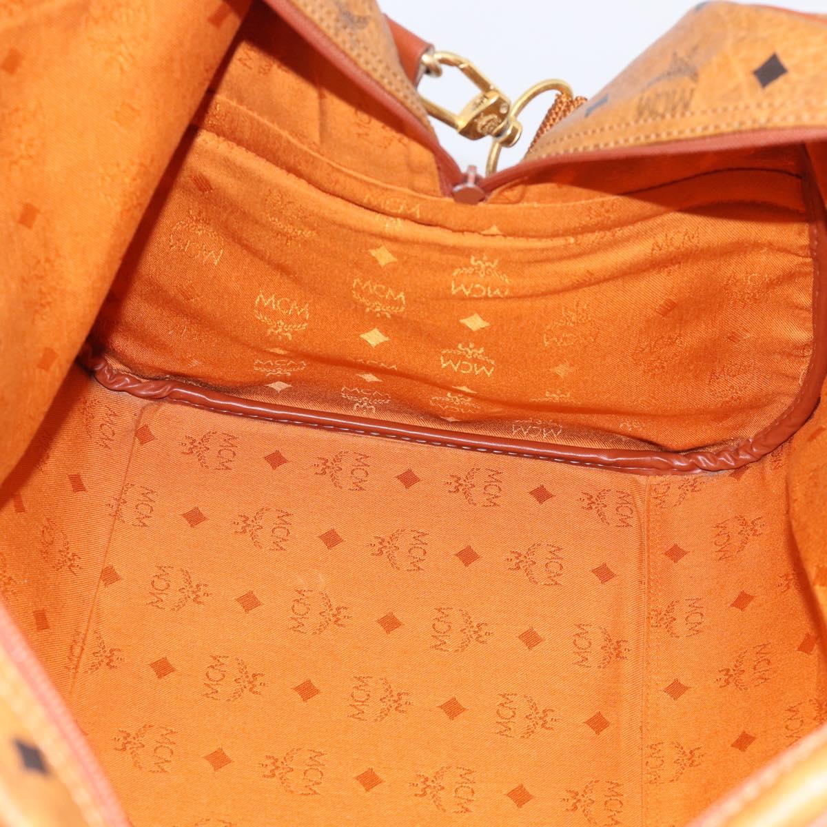 MCM Vicetos Boston Bag PVC Leather 2way Brown Gold Tone Auth 209402