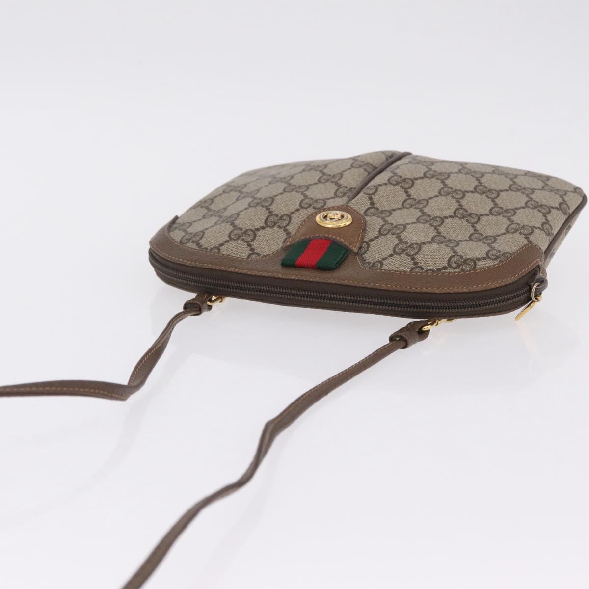 GUCCI GG Supreme Web Sherry Line Shoulder Bag PVC Beige 904 02 047 Auth 209405